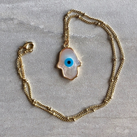 Hamsa Evil Eye Necklace - Picture 2 of 2
